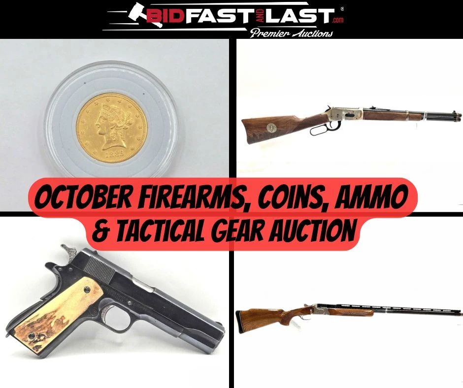 October Firearms, Coins Tactical Gear Auction new
