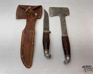 1800  Hand Ax Hatch and Knife with Sheath 