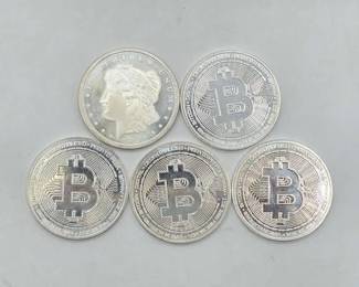 126  5 1ozt .999 Fine Silver Morgan Silver Dollar  Bitcoin Commerative Coins 