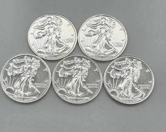 122 5 1ozt .999 Fine Silver American Eagle Coins