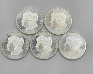 134  5 1ozt .999 Fine Silver Morgan Silver Dollar Coins 