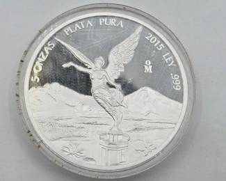 182  .999 Fine Silver Libertad 5 Onzas Mexico Coin, 154.7g 