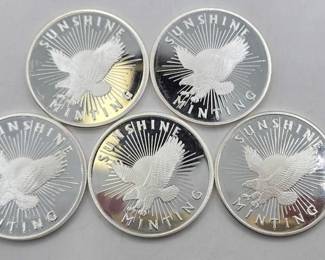 172  5 1ozt .999 Fine Silver Sunshine Mint Round 