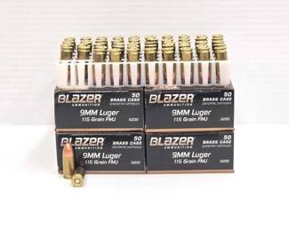 1302  NEW 4 Blazer 9mm Luger 50rds 