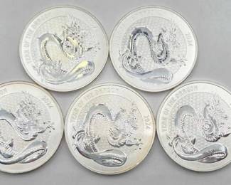174  5 1ozt .999 Fine Silver 2024 Year of the Dragon Round 