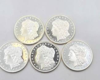138  5 1ozt .999 Fine Silver Morgan Silver Dollar Coins 