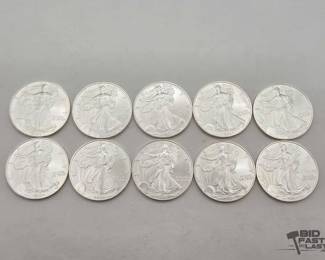 78  10 1ozt .999 Fine Silver Eagle Coins 