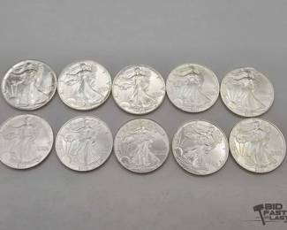 82  10 1ozt .999 Fine Silver Eagle Coins 