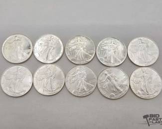 92  10 1ozt .999 Fine Silver Eagle Coins 