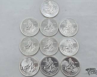 75  10 1ozt .999 Fine Silver American Prospector Silver Coins 