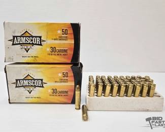 1340 100 Rounds of Armscor 30 Carbine Ammo