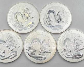 176  5 1ozt .999 Fine Silver 2024 Year of the Dragon Round 