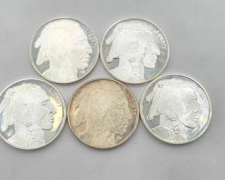 156 5 1ozt .999 Fine Silver Buffalo Rounds