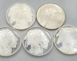 160  5 1ozt .999 Fine Silver Buffalo Nickle Coins 