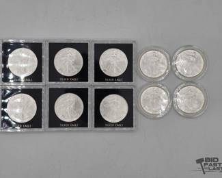 72  10 1ozt .999 Fine Silver Eagle Coins 