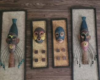 Repo Tribal Stone/Rock raised face mask framed. Large - 35.5 x 12, M - 23 x 8.5