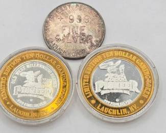 1256 3 .999 Fine Silver Coin Gold Plated Base Metal Coins