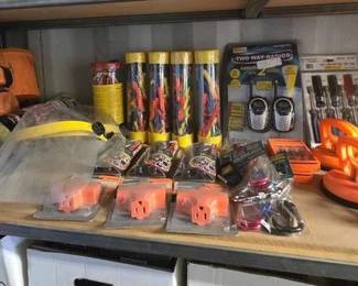 5094  Nut Driver Set, Snap Ring Set, Walkie Talkie, Poly Rope, Hunting Knife And More 