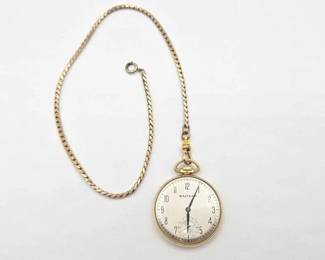 810  10k Gold Waltham Pocket Watch with Chain 