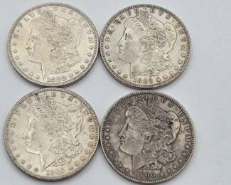 1300 4 Morgan Silver Dollars