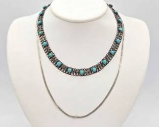 902  Sterling Silver and Turquoise Necklaces, 30.5g 