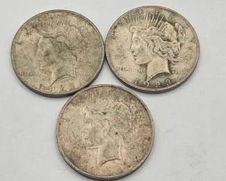 1306 3 Silver Peace Dollars
