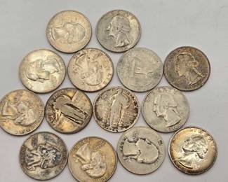 1408 14 90 Silver Washington Standing Liberty Quarters, 86.3g