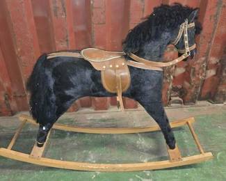 6066  Black Stuffed Rocking Horse 