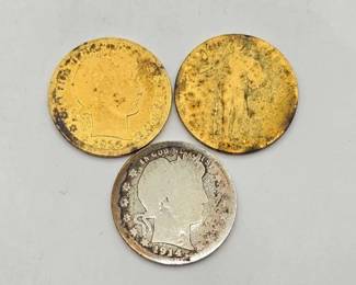 1412 3 90 Silver Barber Standing Liberty Quarters, 17.6g