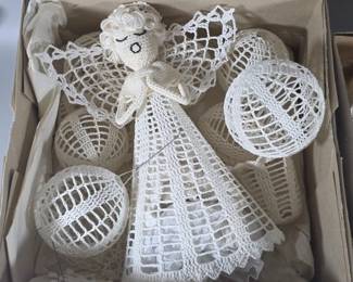 Vintage crocheted Christmas ornaments