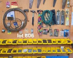 Large wall of tools, hardware and utility items
