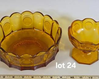 Amber coin dot glass