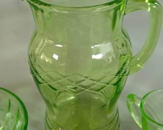 Vintage green Depression glass