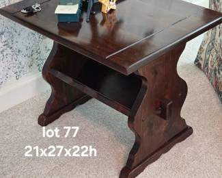 Solid wood vintage trestle side table