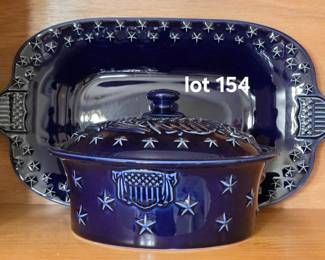 Longaberger "American Eagle" casserole and platter
