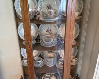 Oak bow front china cabinet