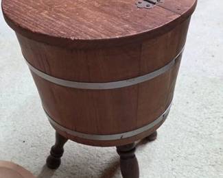 Vintage sewing barrel table