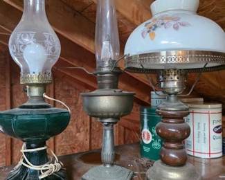 Various vintage lamps