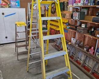 Fiberglass aluminum and wood step ladders