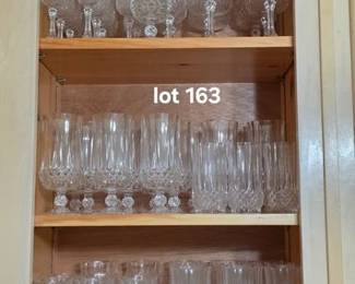 Large cabinet lot of crystal glassware