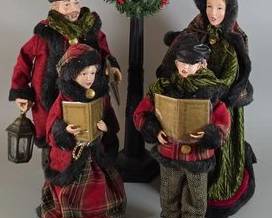 Christmas carolers set with light post