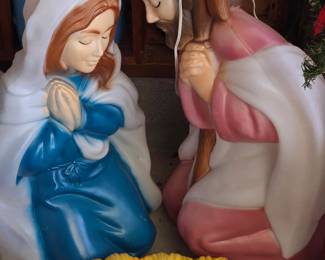 Vintage made in USA blow mold nativity set