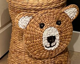 Teddy Bear Rattan Hamper 