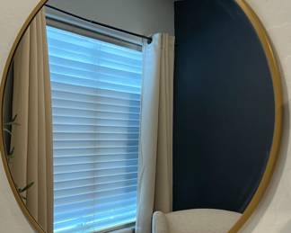 Round Brushed Gold Framed Mirror