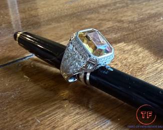 14KT GOLD Art Deco Ring with Citrine
