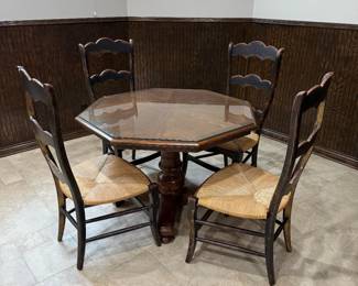 Rosalind Wheeler Dairis Ladder Back Chairs with Vintage Octagon Table