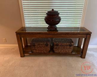Vintage Glass Topped Console Table