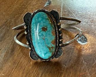 Turquoise and Sterling SILVER Cuff Bracelet
