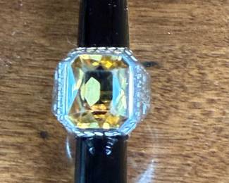 14KT GOLD Art Deco Ring with Citrine