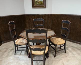 Rosalind Wheeler Dairis Ladder Back Chairs with Vintage Octagon Table